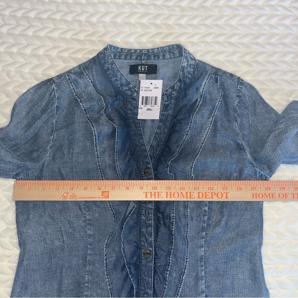 Kut from the Kloth Denim Ruffle Button Down Shirt - Picture 11 of 11